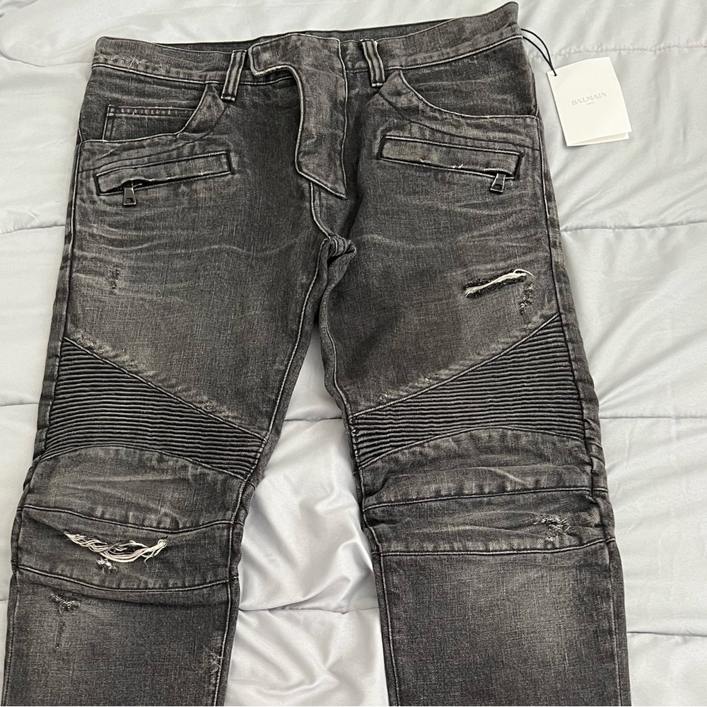 Balmain Homme biker denim skinny jeans gently used still have original tag
